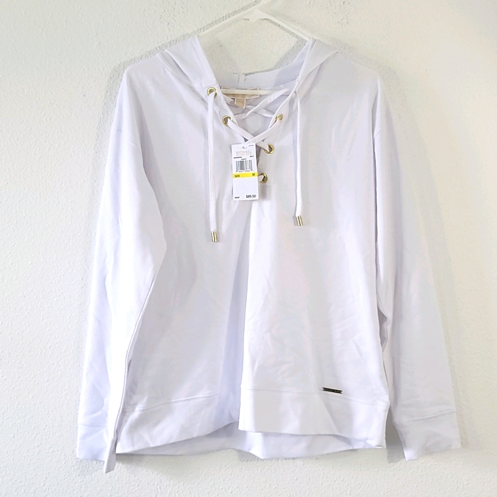 🌵 Michael Kors Women Long Sleeve Hooded Shirt M